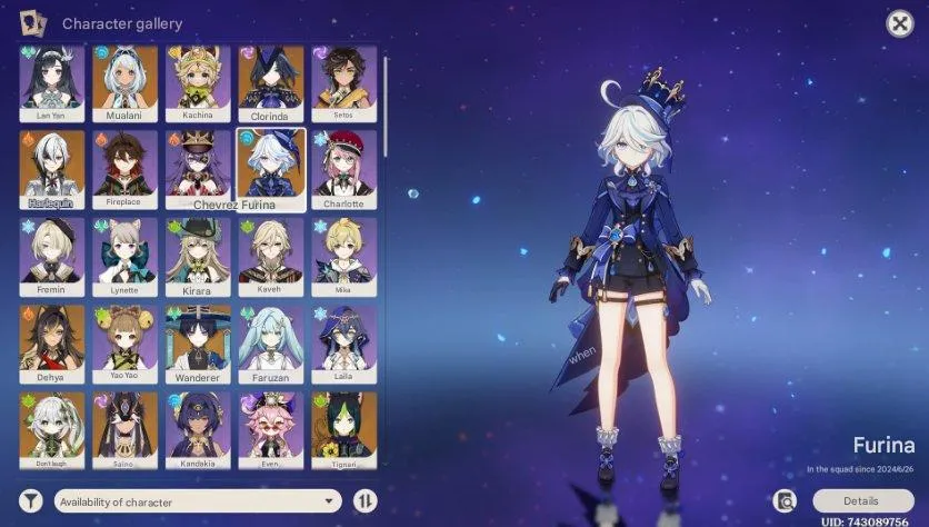 GI1019 High-End C2 Furina, C3 Harlequin, C1 Clorinda, Hu Tao, Zhong Li, Nahida, Kazuha Account 